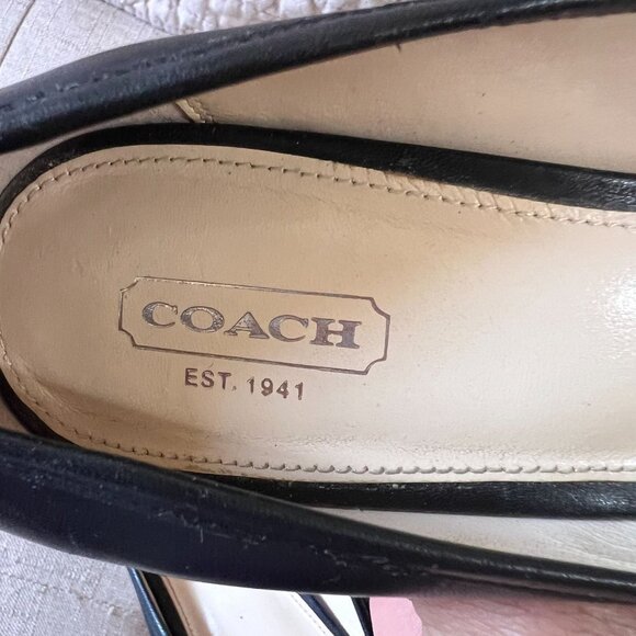 Coach Black Breana Leather Peep Toe Platform Pumps. Coach Logo Heels. Size 9 - Picture 15 of 16